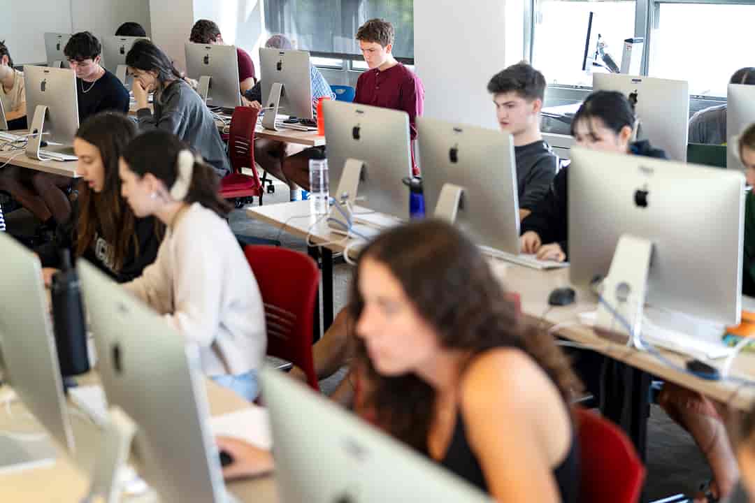 College students in a classroom of computers