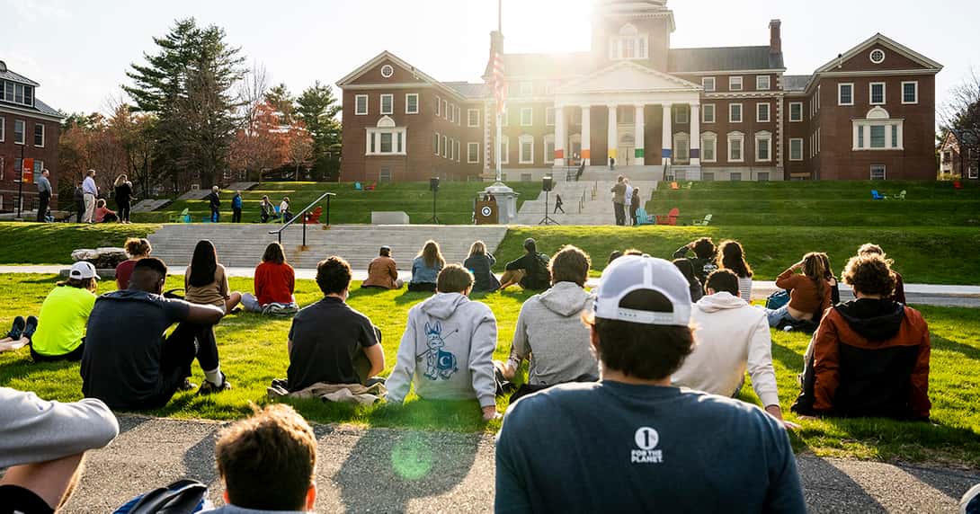 Members of the Colby community gathered on Miller Lawn to remember George Floyd after ex-police officer Derek Chauvin was convicted of murder in his May 2020 death.