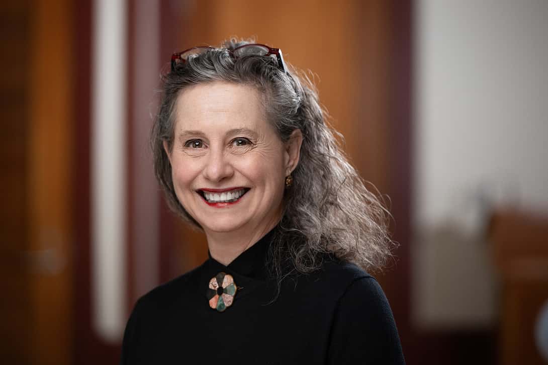 Professor of Art Véronique Plesch has dedicated herself to bringing Colby students fully into the world of art—not just to admire, but to engage with directly. (Photo by Brian Fitzgerald).