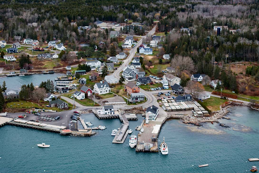 A birds' eye view of Port Clyde Harbor