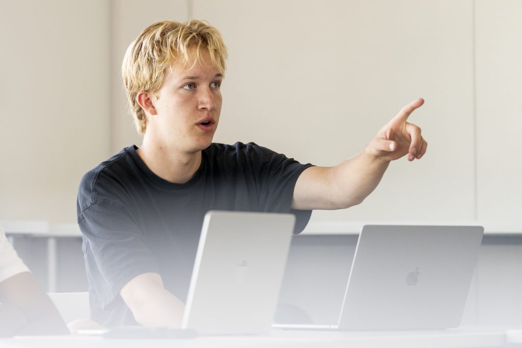 A student makes a point.