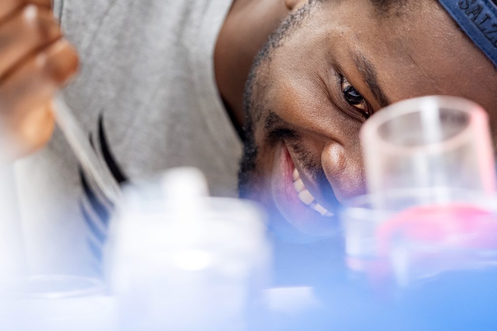 A man works in a lab.
