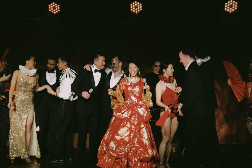 A group of dancing people.