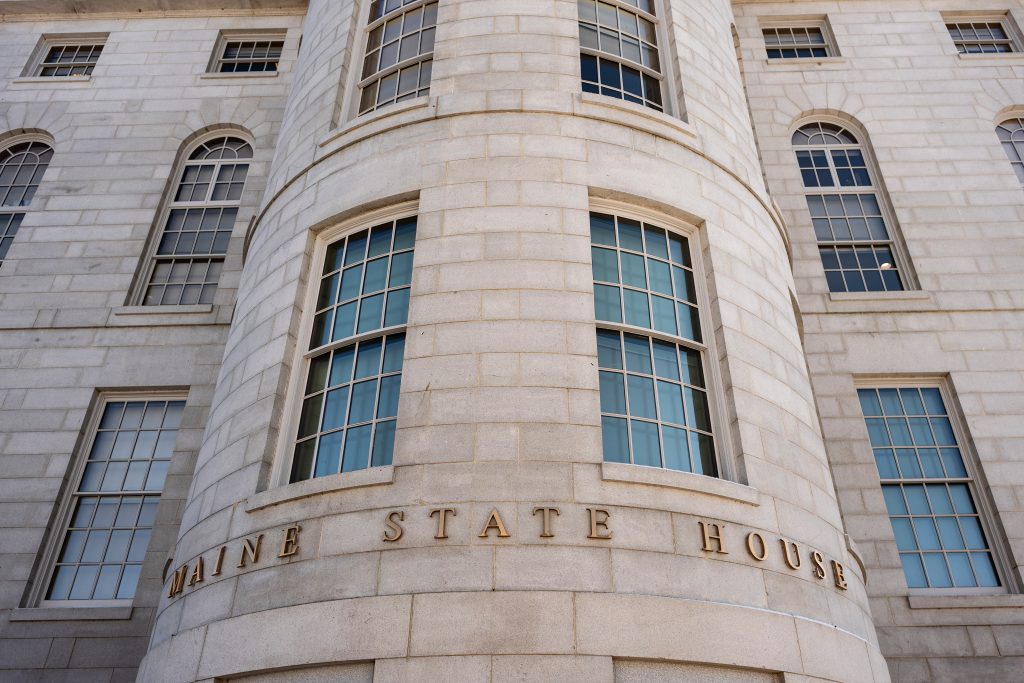The Maine State House exterior. 