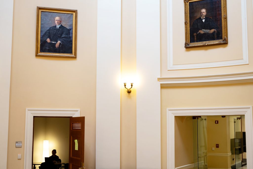 A view of the Maine State House rotunda. 