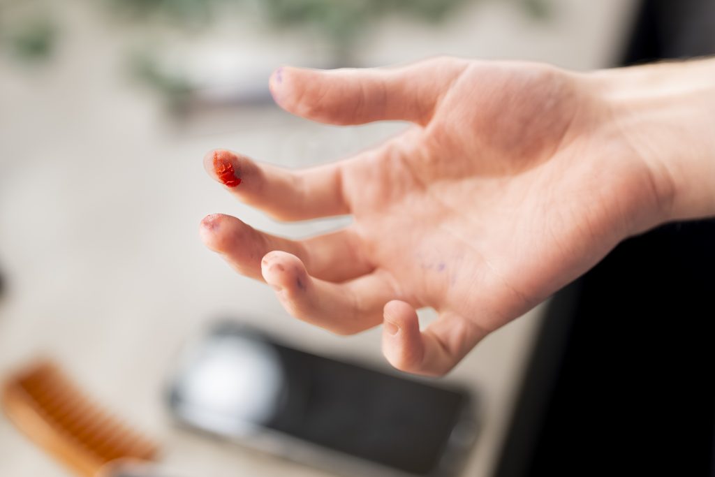 A hand with makeup.