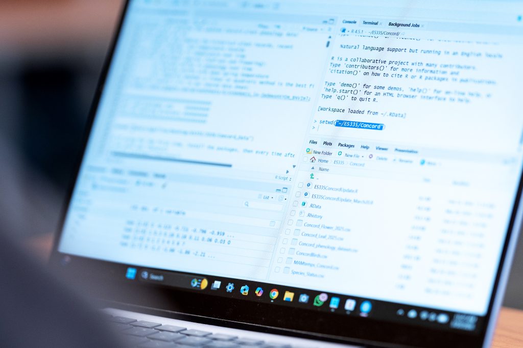 A computer screen showing data.