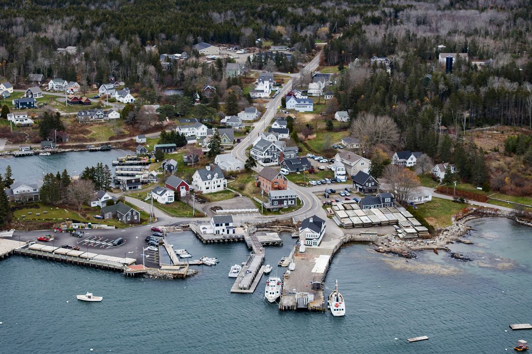 A birds' eye view of Port Clyde Harbor