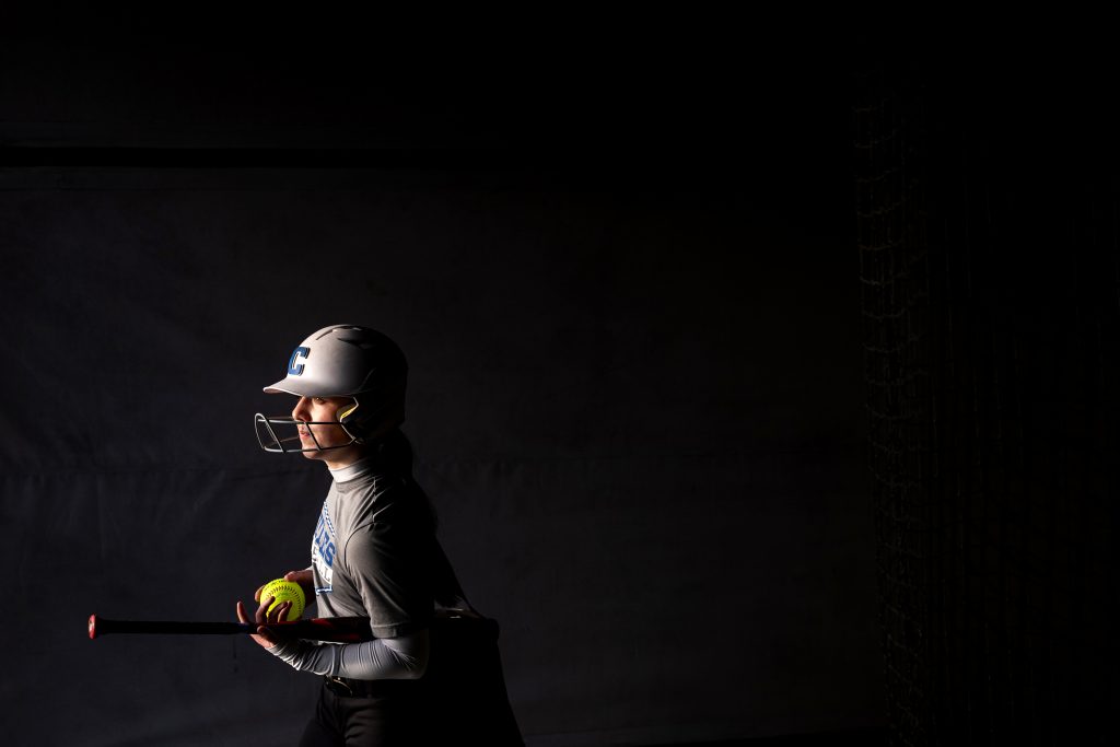 A student athlete in profile. 