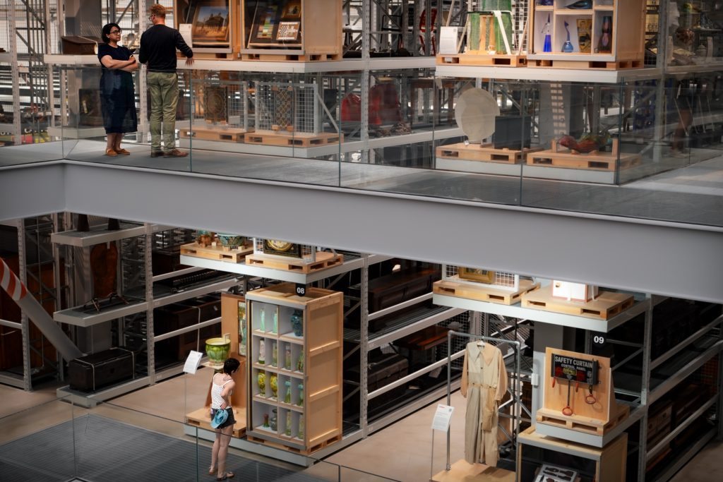 A two-level art storage facility.