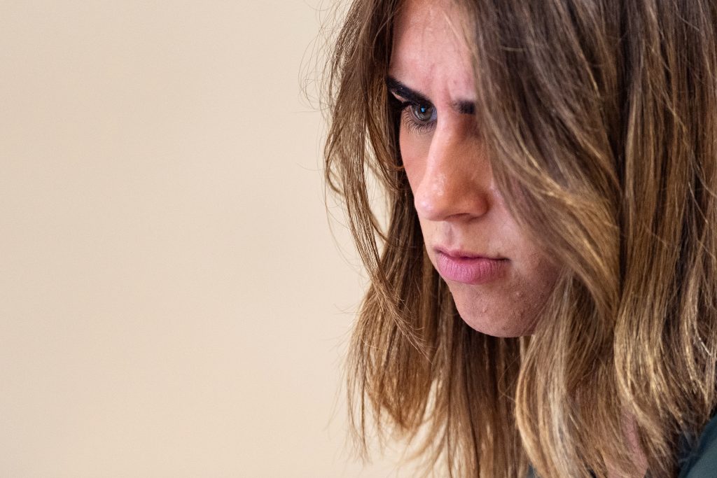 A closeup of a person's face