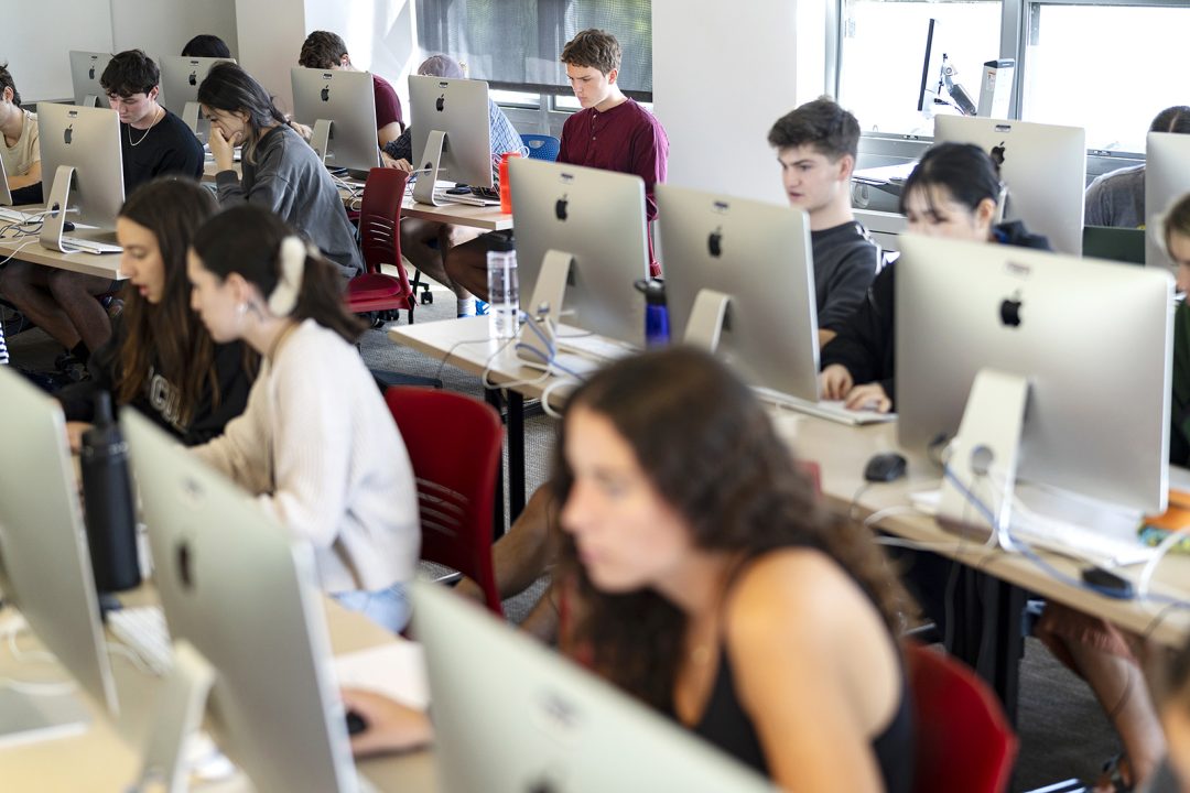 College students in a classroom of computers